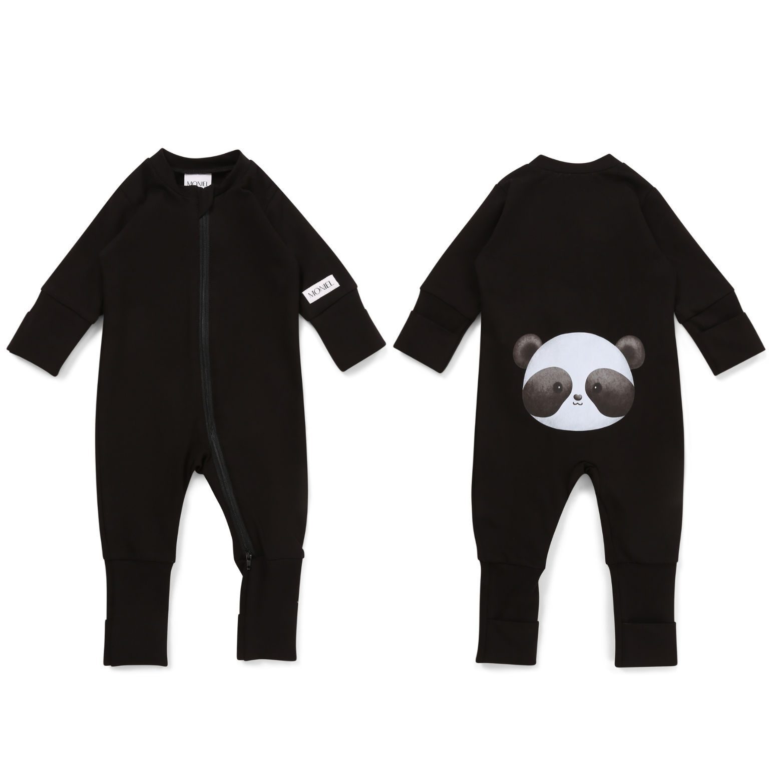 Novorozenecký overal s krytím ručiček Moniel  Panda All Black černá Velikost: 104 cm