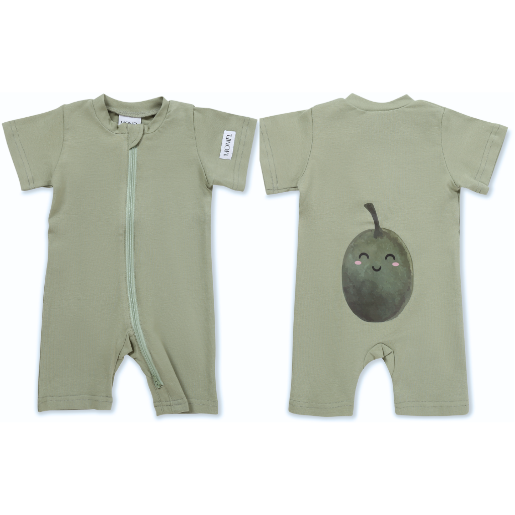 Moniel Dětský overal s krátkým rukávem Oliva Olive Velikost: 50 cm