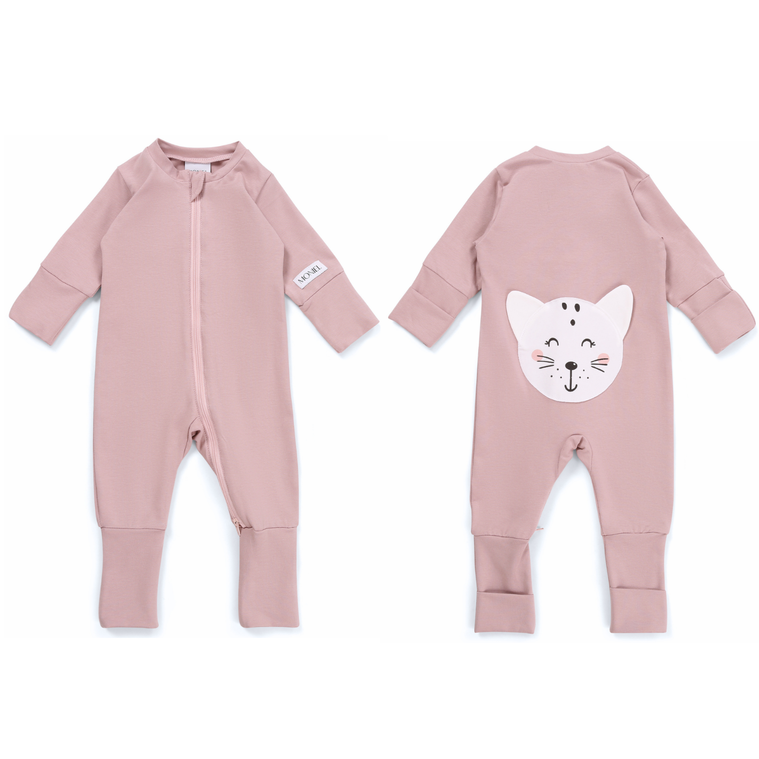 Outlet Moniel Dětský rostoucí overal Kočka Pastel růžová Velikost: 62/68 cm