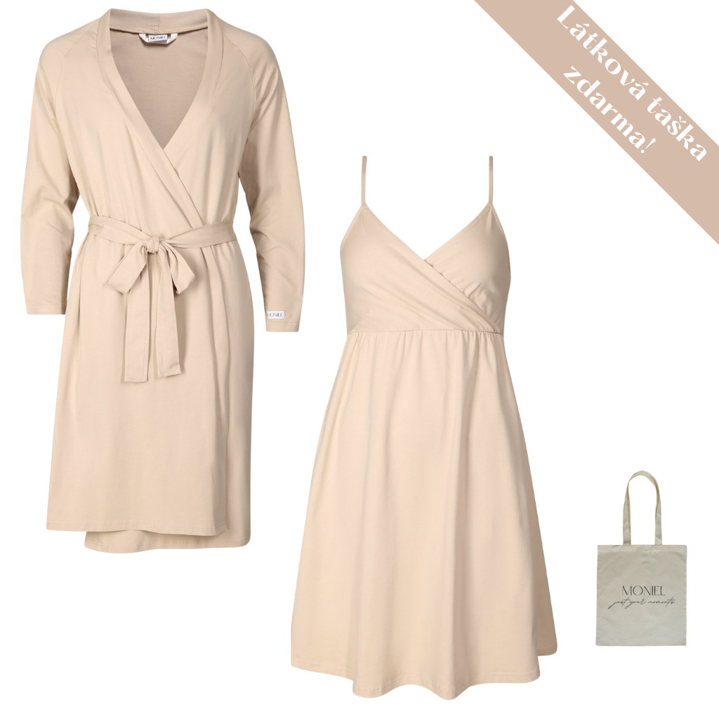 + dárek zdarma | Moniel letní souprava pro maminky do porodnice Pastel béžová