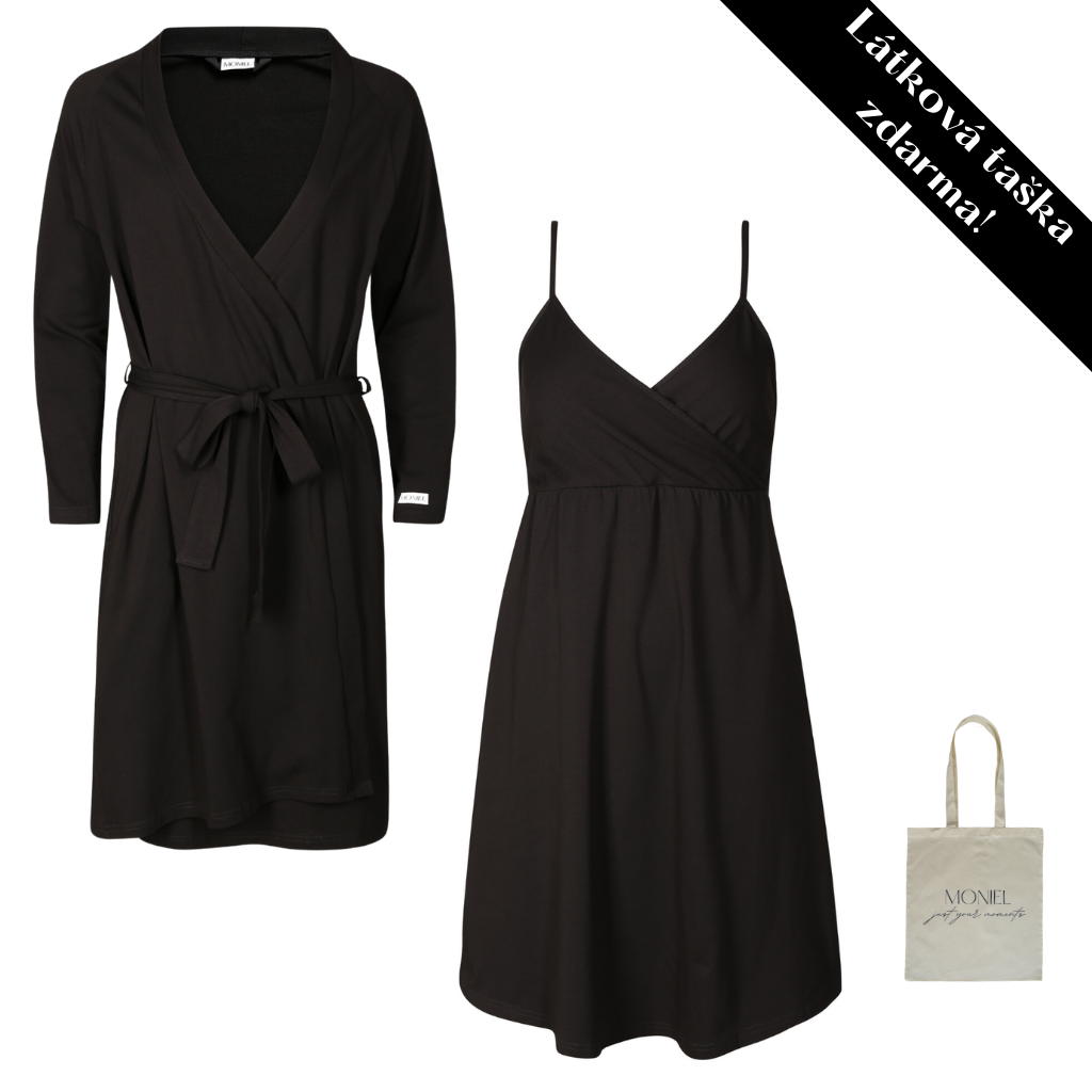 + dárek zdarma | Moniel letní souprava pro maminky do porodnice All Black černá