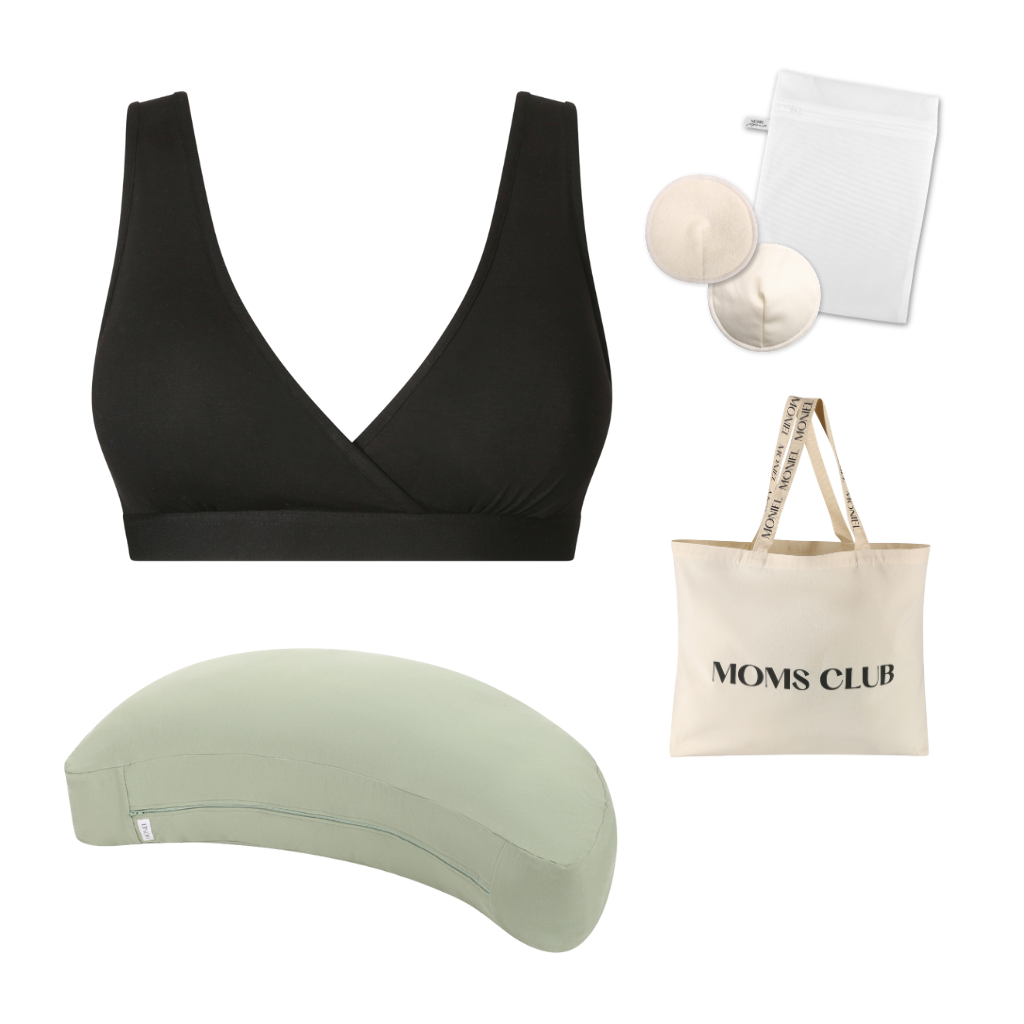 + dárek zdarma | Moniel starterpack pro pohodlné kojení All black & Olive vel. XL