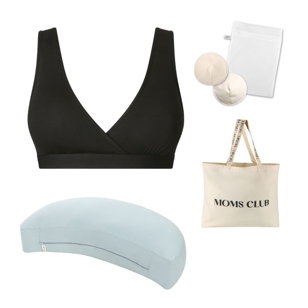 Moniel starterpack pro pohodlné kojení All black & Pastel mintová