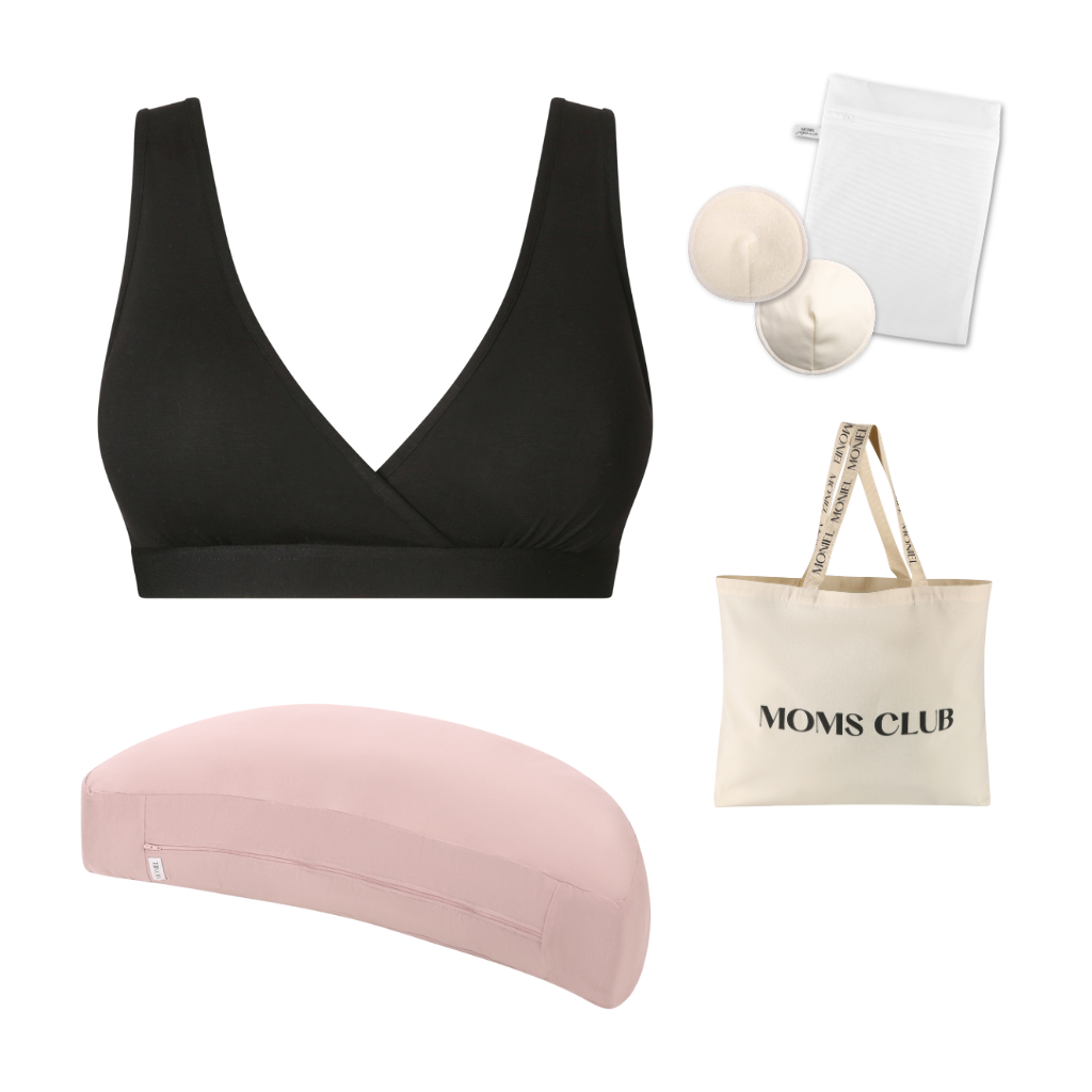 + dárek zdarma | Moniel starterpack pro pohodlné kojení All black & Pastel růžová vel. L