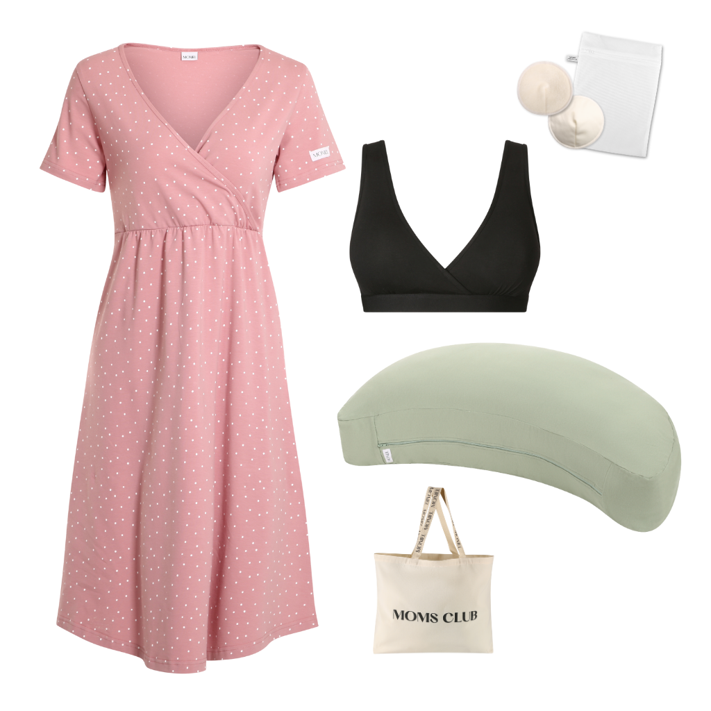 + dárek zdarma | Moniel Sada pro pohodlné začátky kojení Dots růžová & Olive