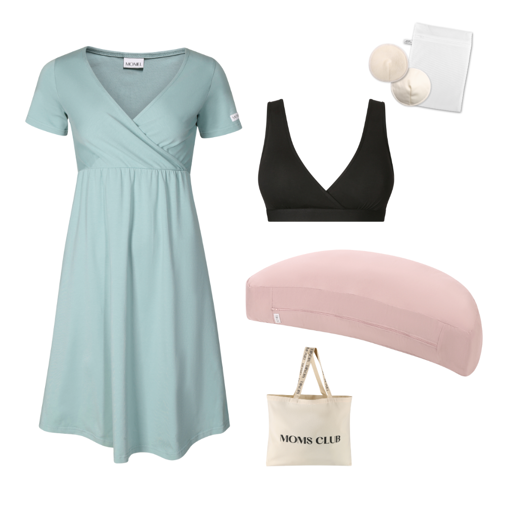 + dárek zdarma | Moniel Sada pro pohodlné začátky kojení Pastel mintová & růžová