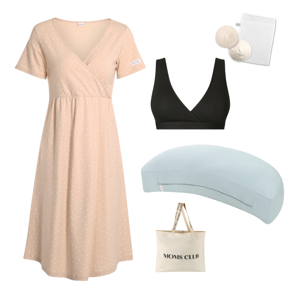 + dárek zdarma | Moniel Sada pro pohodlné začátky kojení Dots béžová & Pastel mintová, oblečení vel. XXL