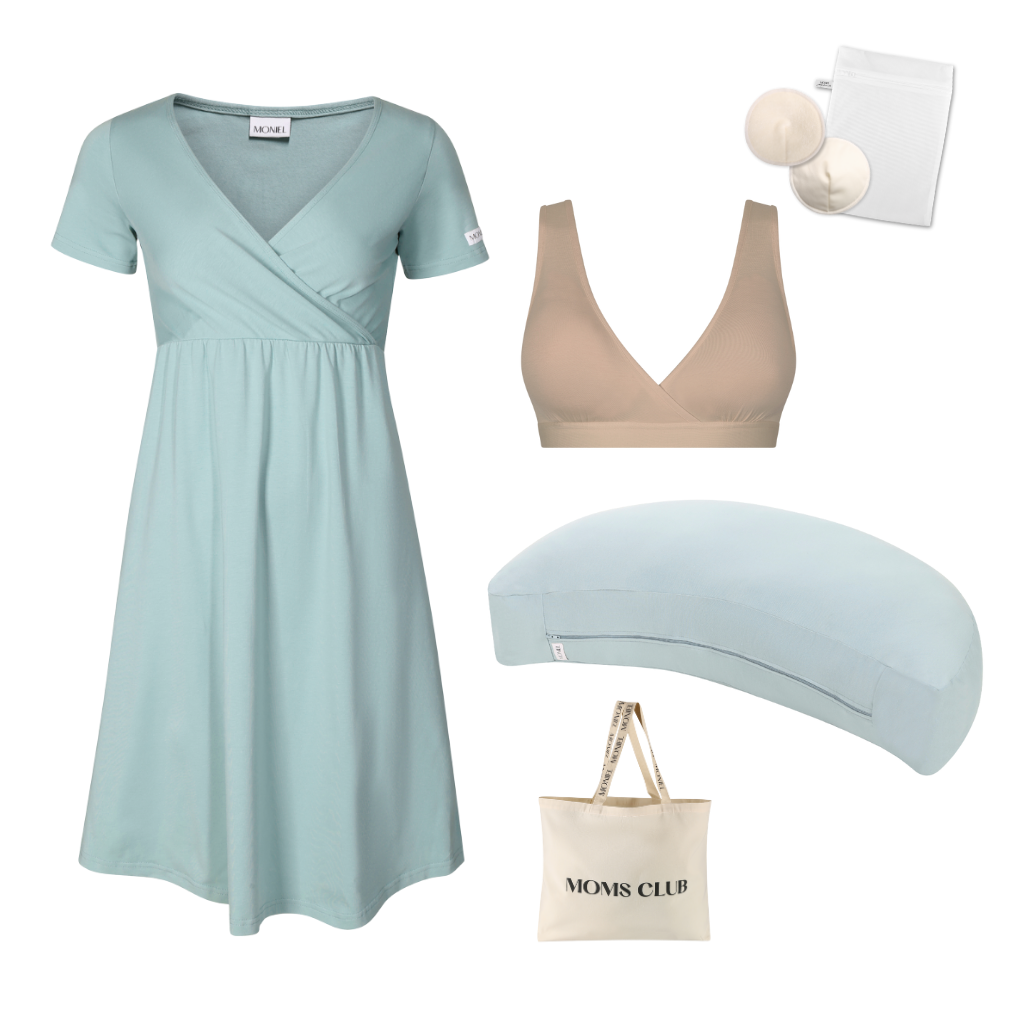 + dárek zdarma | Moniel Sada pro pohodlné začátky kojení Pastel mintová, oblečení vel. XL