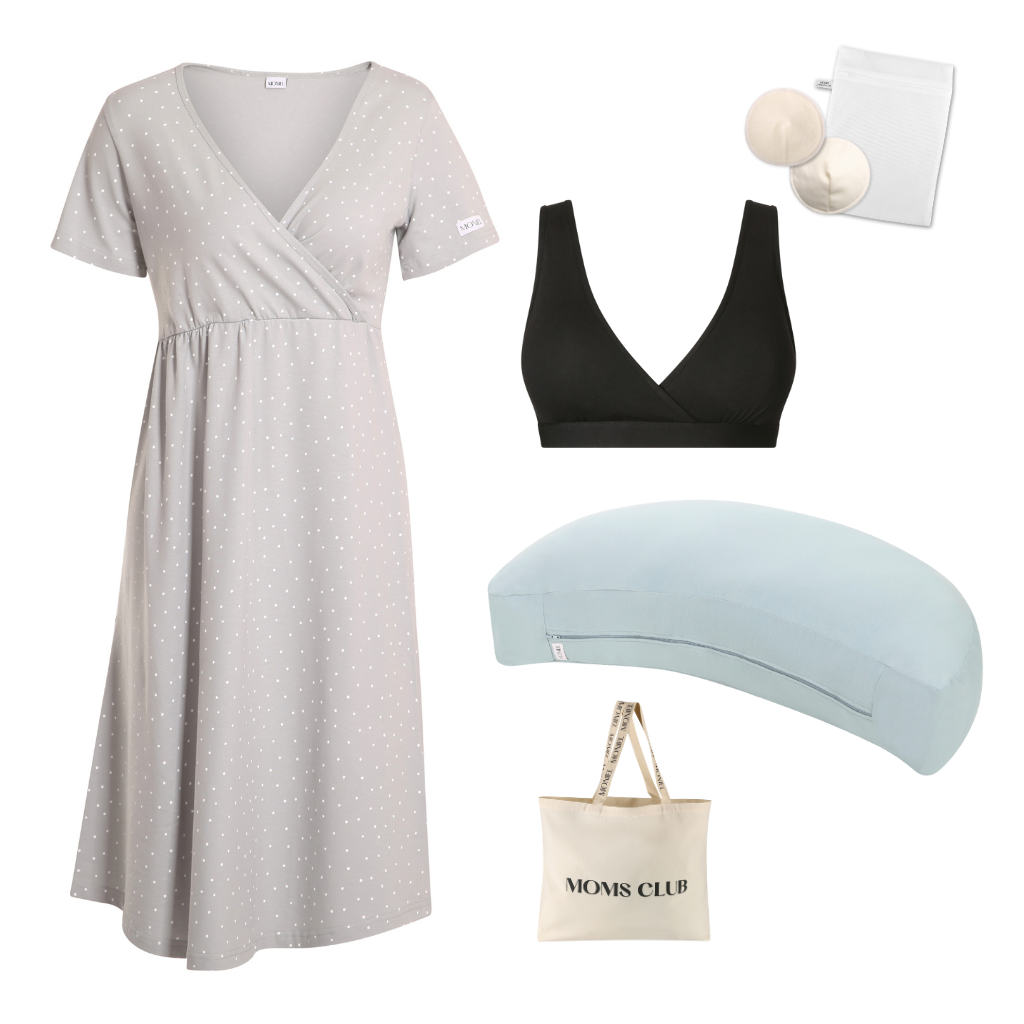 + dárek zdarma | Moniel Sada pro pohodlné začátky kojení Dots šedá & Pastel mintová, oblečení vel. XL