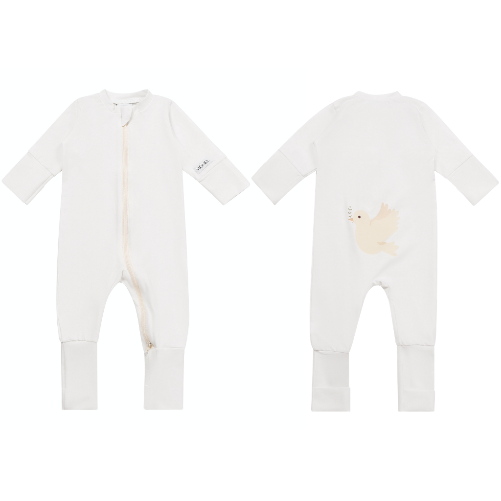 Moniel Dětský rostoucí overal Holoubek White bílá Velikost: 62/68 cm