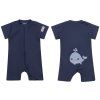 Moniel Dětský overal s krátkým rukávem Velryba Navy Blue modrá