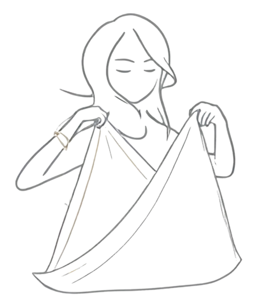 Návod vázání hedvábného šátku do květiny krok 3 chytit dva cípy