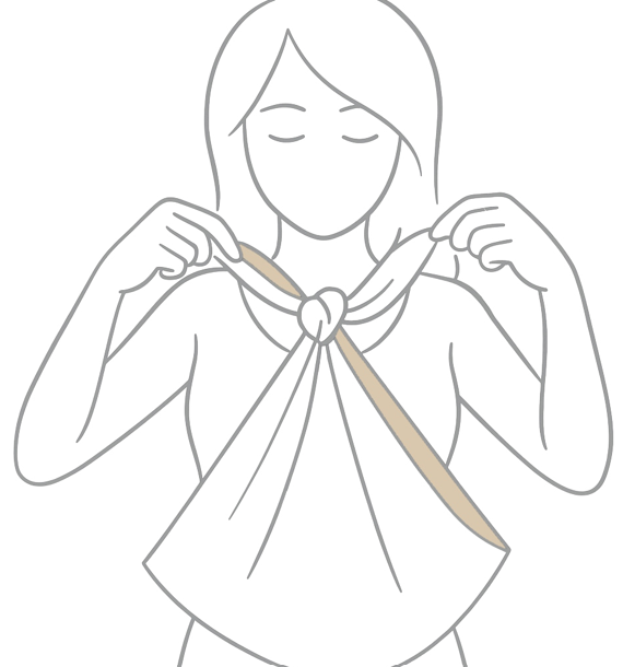 Návod vázání hedvábného šátku do květiny krok 4 svažte dva cípy pevně k sobě