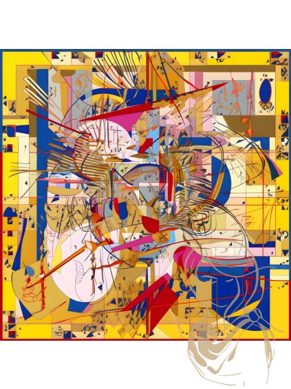 Hedvábný šátek Hedvábný šátek s abstraktním vzorem v živých barvách