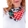 puntíkaty hedvábný šátek kolem krku ideální pro pinup style outfity