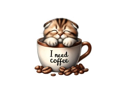 spící kočka kafe