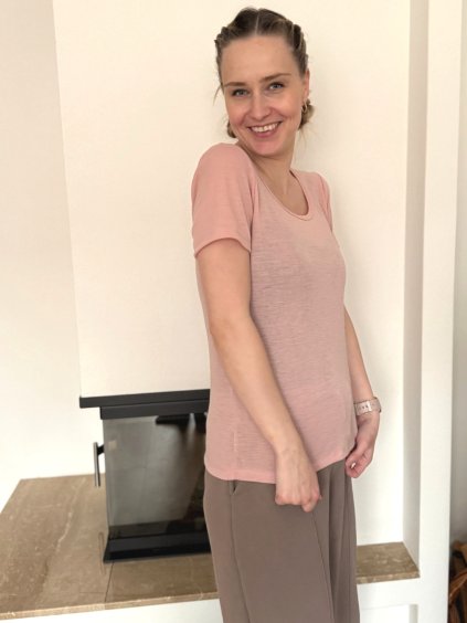 merino damske tricko kratky rukav svetle ruzove 4 C