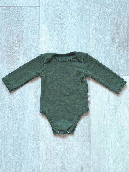 rostoucí merino body dlouhý rukáv khaki 1 C1