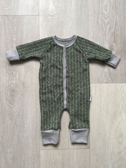 detsky rostouci merino overal pyzamko monilu khaki 1 C