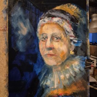 Dáma v modrém. (olej, plátno na desce 40 x 30 cm) . . . #monimej #monimejart #memoismus #tvorba #umeni #czechartist...