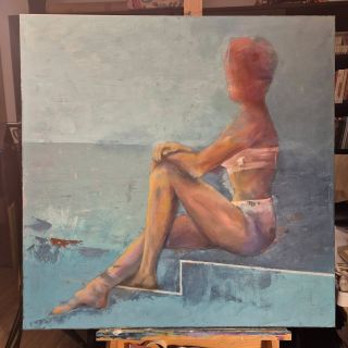 Vrstvy odkládám. Tvář ne. VRSTVY / olej, 100×100 cm / 2026 . . . #memoismus #vrstvy #olejomalba #contemporarypainting...