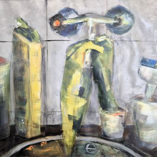 Zátiší umělce, akryl, papír 50x70 cm
