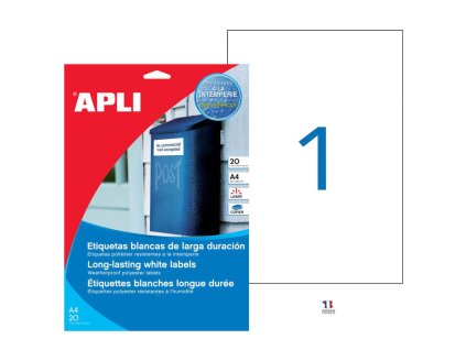 Etikety polyesterové 210x297mm APLI 20 hárkov