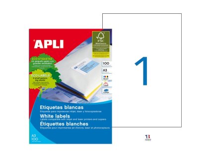 Etikety univerzálne 297x420mm APLI A3 100 hárkov