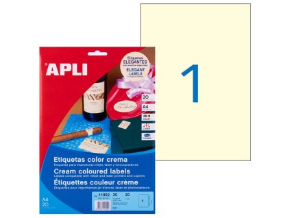 Etikety farebné 210x297mm APLI A4 20 hárkov krémové