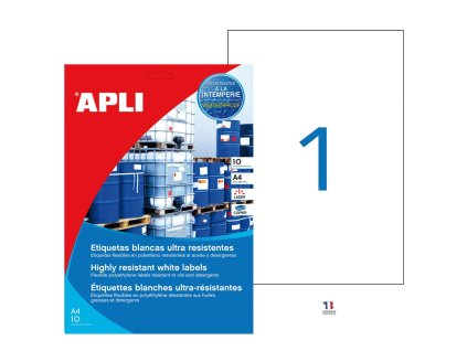 Etikety polyetylénové vysoko odolné 210x297 APLI 10 hárkov biele