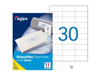 Etikety univerzálne 70x29,7mm Agipa A4 100 hárkov