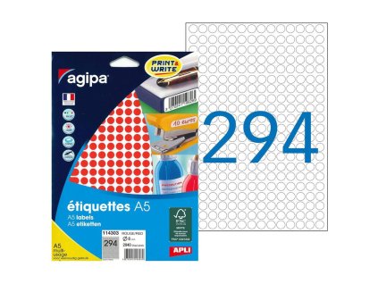 Etikety kruhové 8mm Agipa A5 červené