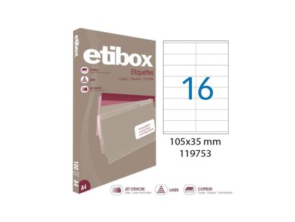 Etikety univerzálne 105x35mm Etibox A4 100 hárkov
