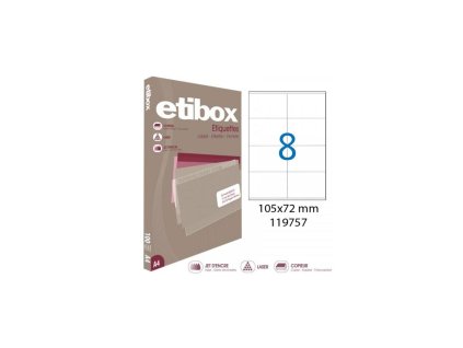 Etikety univerzálne 105x72mm Etibox A4 100 hárkov