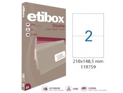 Etikety univerzálne 210x148,5mm Etibox A4 100 hárkov