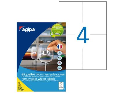 Etikety univerzálne odnímateľné 105x148mm Agipa A4 100 hárkov