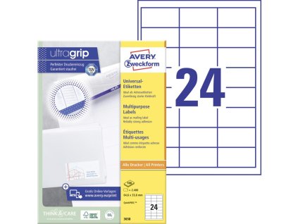 Etikety univerzálne 64,6x33,8mm Avery A4 100 hárkov