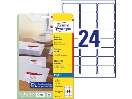 Adresné etikety AVERY 63,5x33,9mm biele