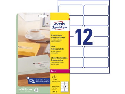 Adresné etikety 99,1 x 42,3 mm, 300 ks, transparentné