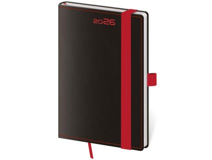Diár BLACK RED týždenný vreckový A6 9x14cm 2026