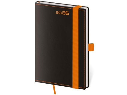Diár BLACK ORANGE týždenný vreckový A6 9x14cm 2026