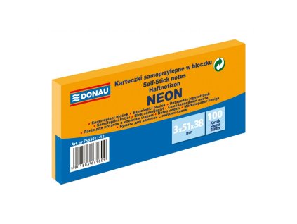 Samolepiaci bloček Donau neónový 38x51 oranžový/3ks