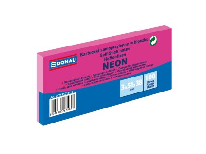 Samolepiaci bloček Donau neónový 38x51 ružový/3ks