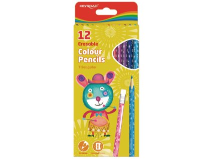 Farbičky KEYROAD s gumou, 12 farieb