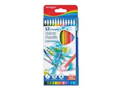 Farbičky KEYROAD akvarel so štetcom, 12 farieb