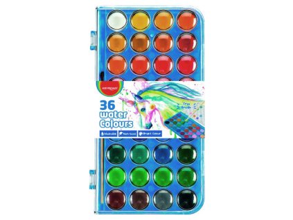 Vodové farby KEYROAD so štetcom, 36 farieb