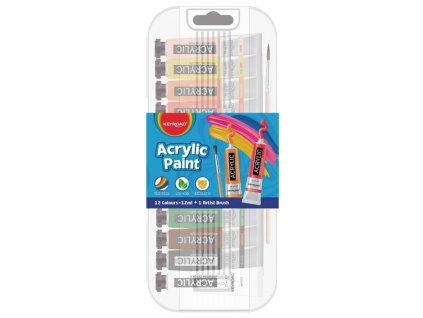 Akrylové farby KEYROAD, 12 x 12 ml, mix farieb