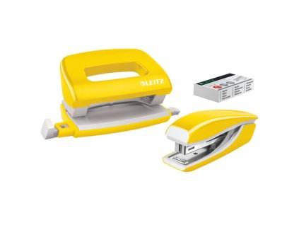 Sada zošívačka a dierovačka Leitz WOW mini žltá