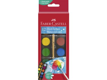 Vodové farby Faber Castell 12 farieb, 24mm