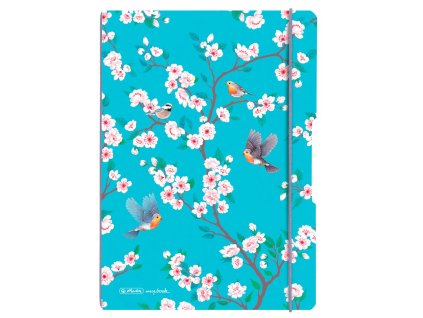 Zošit Herlitz my.book Flex Ladylike A4 2x40 listov linajkovo-štvorčekový PP Vtáci